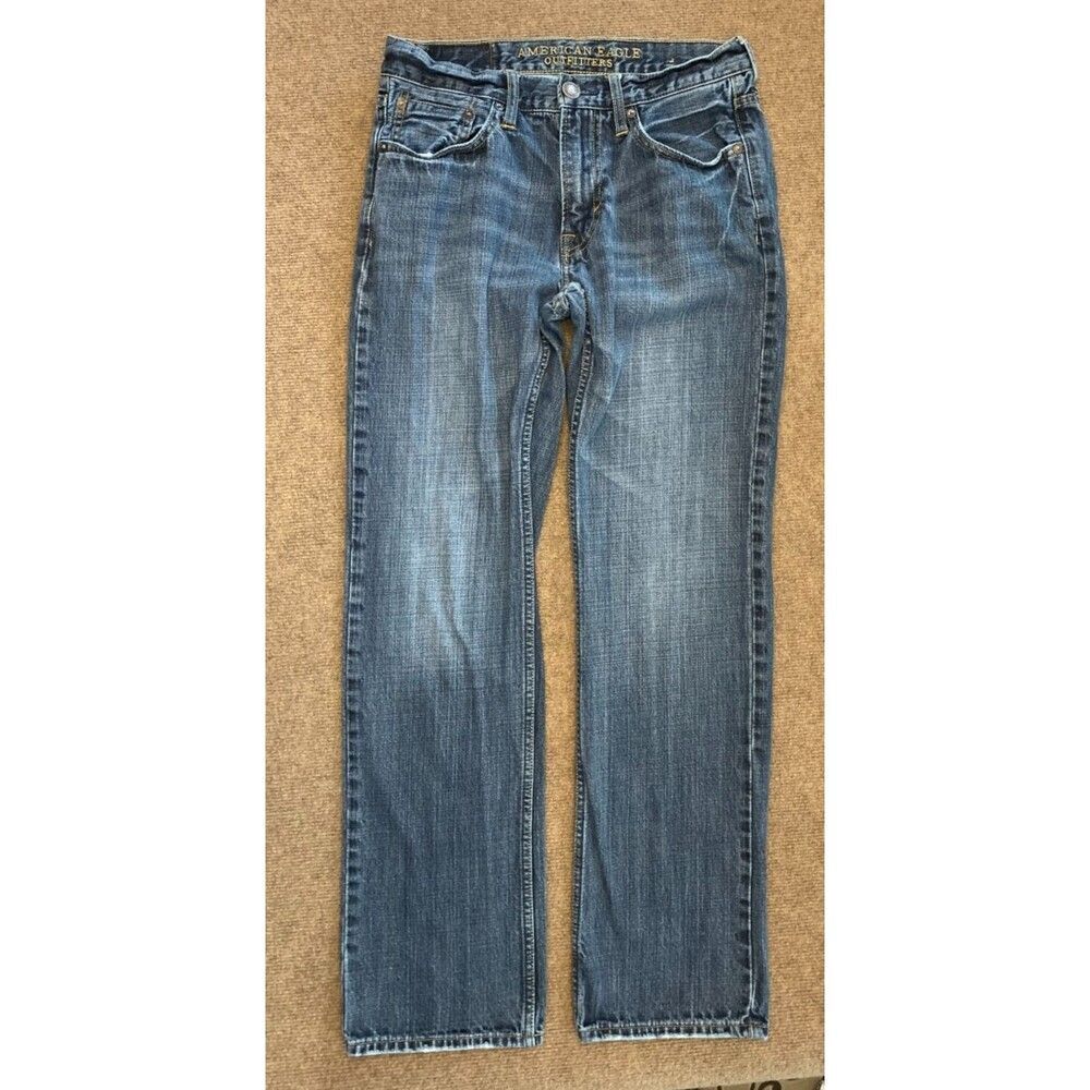 American Eagle Original Straight Jeans Mens 29x32 Whiskered Y2K Denim